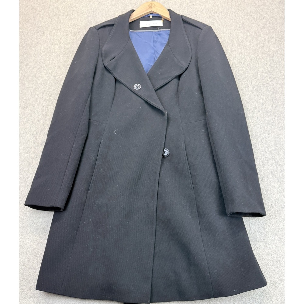 Tahari Womens Walker Coat Black Long Sleeve Single Breasted Winter Outdoor 10P